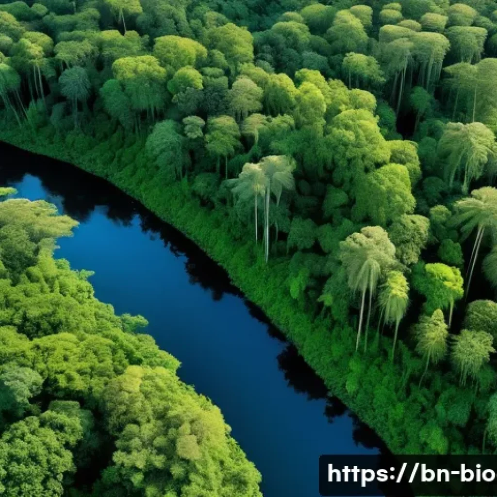 생물다양성 보전 분야 최신 트렌드 - A detailed aerial view of a dense tropical forest in Bangladesh captured by a drone, showing diverse...
