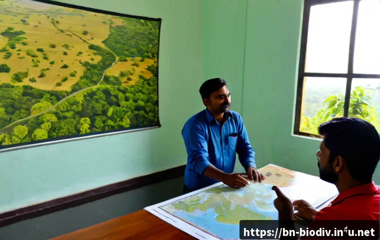 생물다양성 보전 전문가 직무 강의 - Photorealistic biodiversity conservation expert delivering a professional workshop to a small group ...